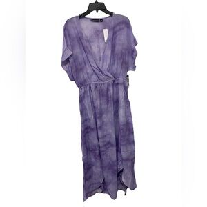 New York & Co Purple Tie Dye Summer Maxi Sun Dress